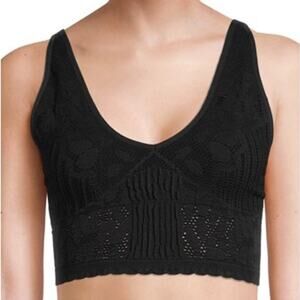 No Boundaries Women's Seamless V-Neck Longline Cami Bra Black Size 2XL